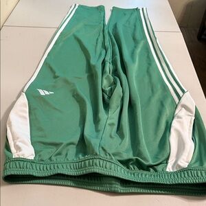adidas Green Track Pants with White Side Stripes